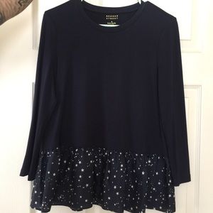 kate spade navy star ruffle top